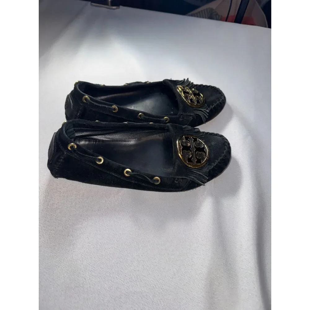 Tory Burch Black Alexandra Sued Leather Moccasins